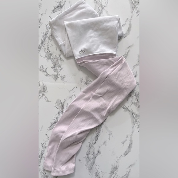 Alo goddess white/lilac leggings - Picture 1 of 2